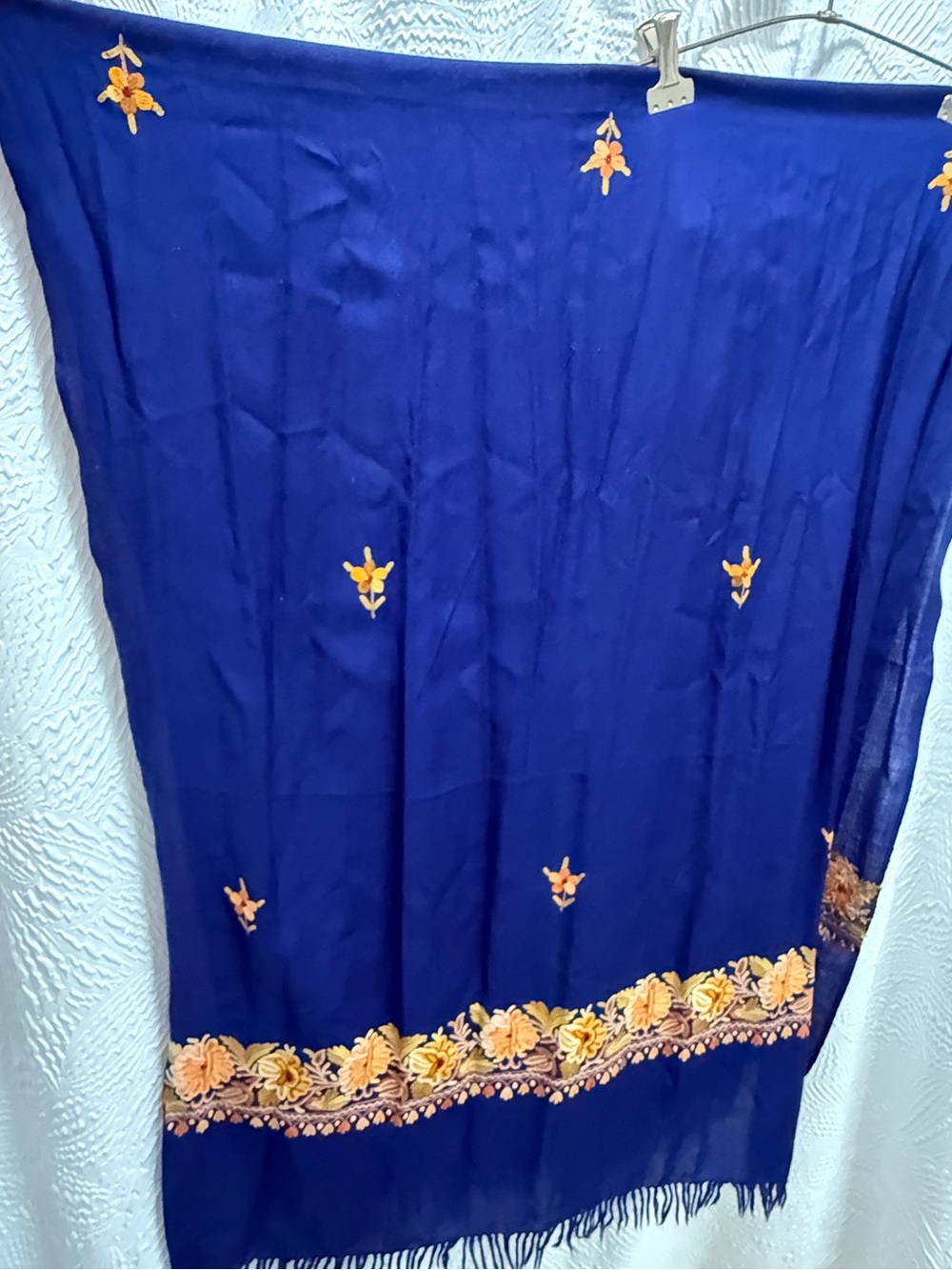 Gorgeous Vintage Kashmiri Aari Hand Embroidered Shawl!